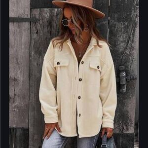 Free People We The Free Ruby Jacket Shacket Ivory M Oversized Cozy Girl Boho